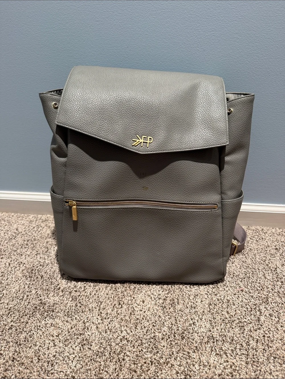 Freshly Picked Pebbled Leather Diaper Bag with Gold Accents